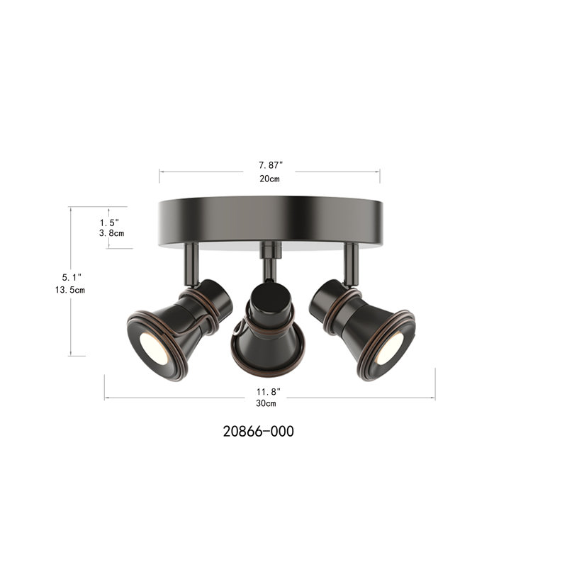 Plafonnier encastré rond 3 lumières