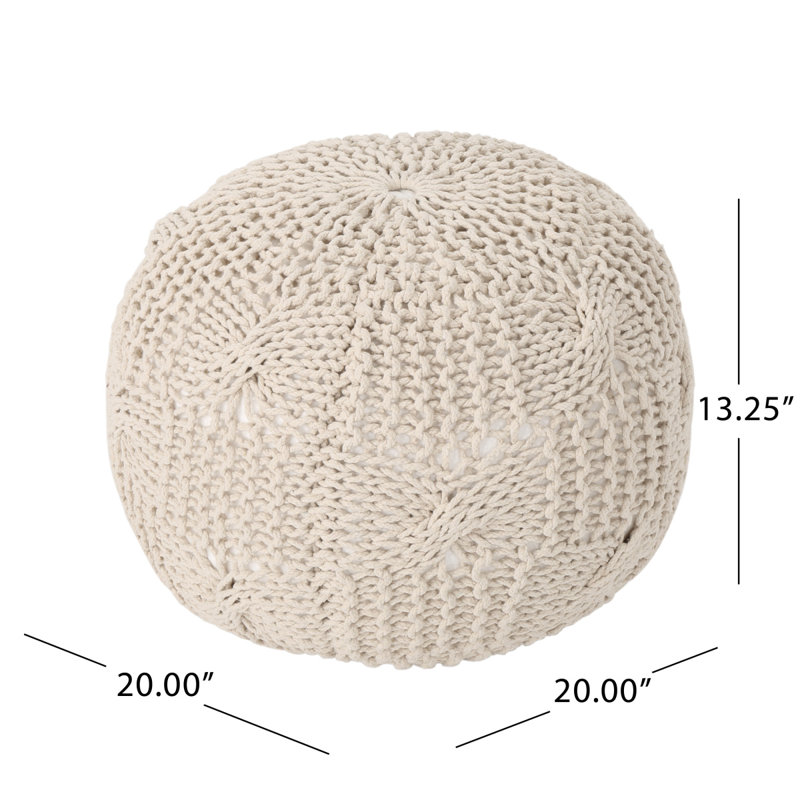 Pouf rond en coton Bordeaux, beige, Beige