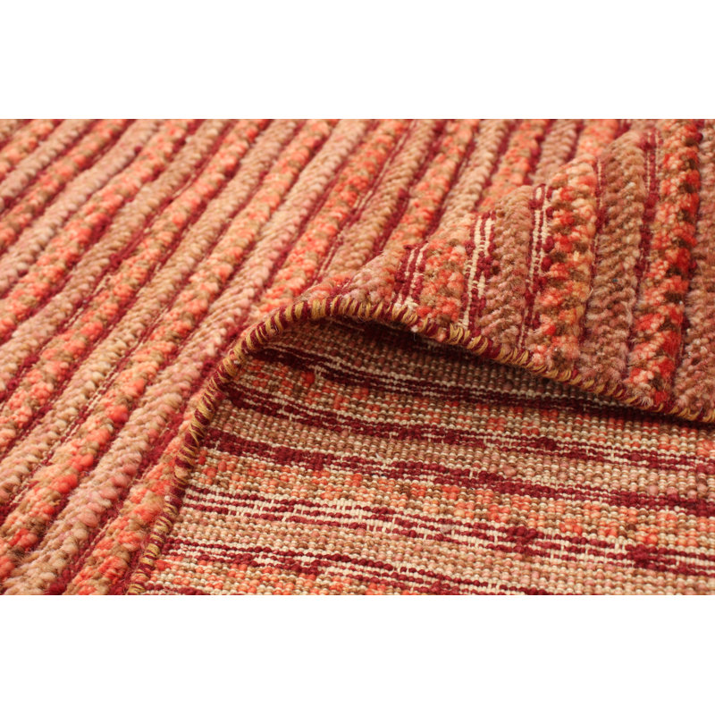 Tapis de la zone en laine rouge/ivoire 4 pi x 4 pi 10 po one-of-kind-noué la 2010 Phi