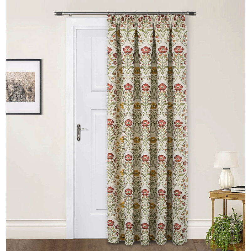 Akrish Pencil Pleat Room Darkening Thermal Door Curtain, Terracotta