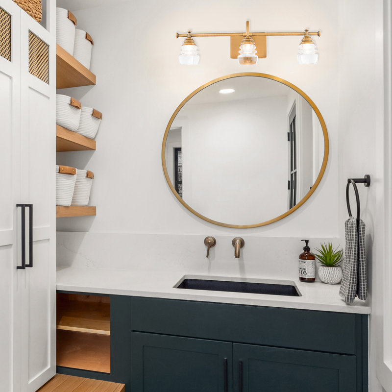 Rindham 3-Light Dimmable LED Vanity Light, Aged Brass