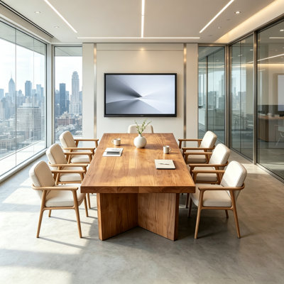 Modern Rectangular Solid Wood Conference Table