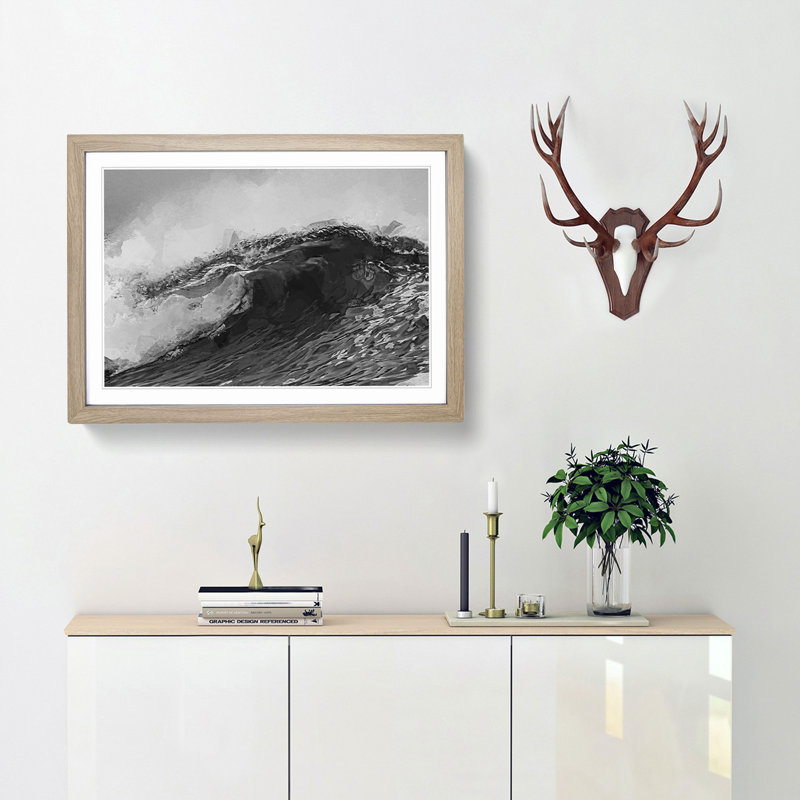 Wave of Life in Abstract - Picture Frame Graphic Art Print, 50cm H x 76cm W x 2cm D, Oak
