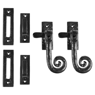Hammer & Tongs - Curly Tail Window Fastener - Right Handed - W46mm x H108mm - Black