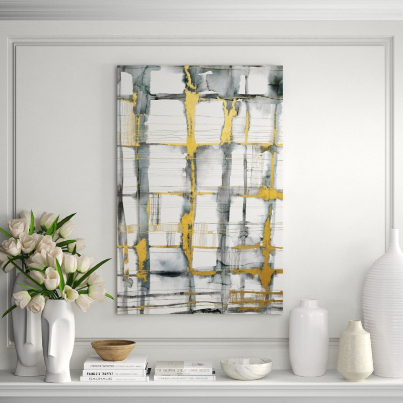 Golden Lines II Painting by Emma McCartney, 45" H x 30" W, Glass Coat