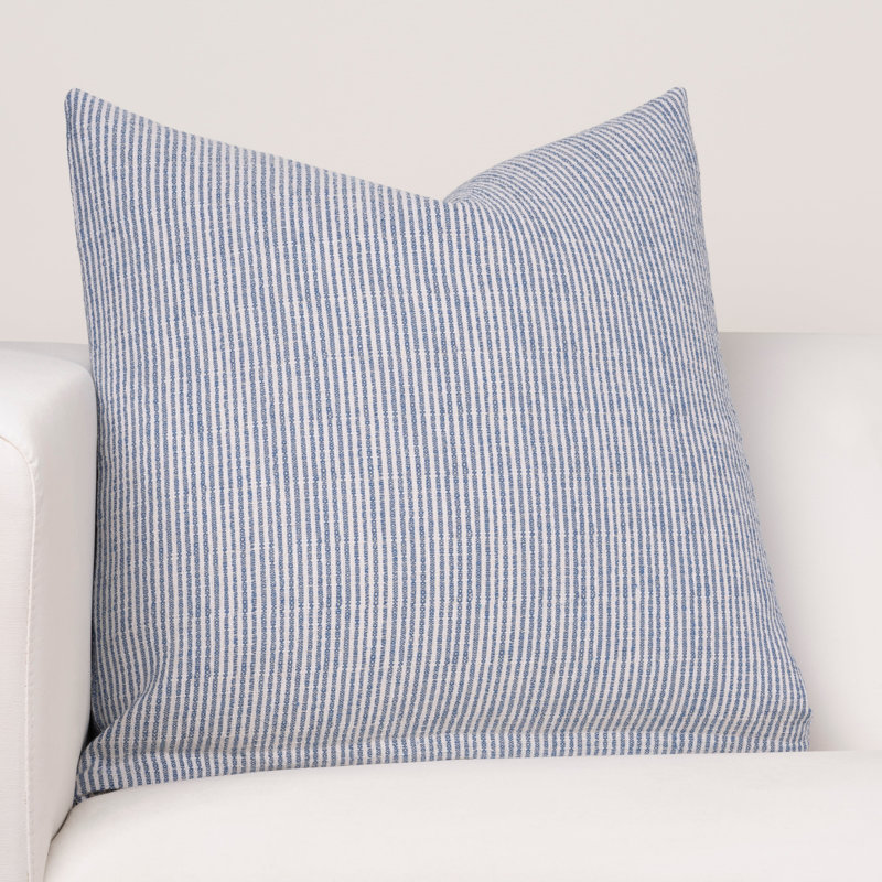 Mariner Striped Cotton Blend Throw Pillow, 20" x 20", Seafoam