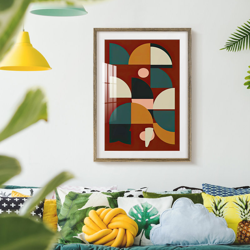 Arches sur rouille II, Papier avec cadre noyer, Blanc