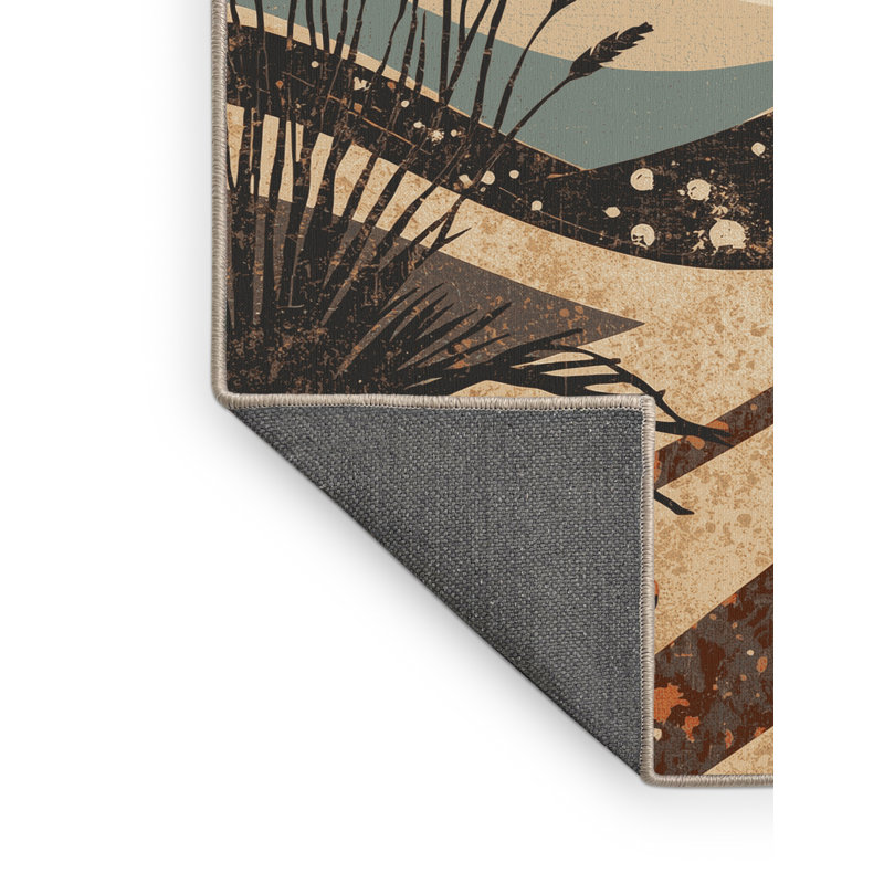Tapis beige moelleux moelleux et moderne au look rustique moderne - reliure beige, Carré 7 pi