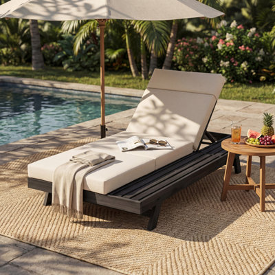Méridienne de patio à 3 plis avec appui-tête et espace disponible d'un côté