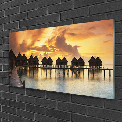South Sea Holiday Houses Landscape - Unframed Photograph on Glass