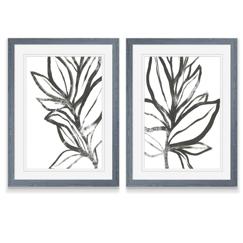 «Leaf Instinct I» par Vincent Van Gogh - ensemble de 2 reproductions d'art encadrées, H 24 po x l 18 po , Gris