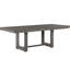 5 pièces pour salle à manger avec finition grise, rallonge et 4 chaises garnies de têtes de clou pour une pièce moderne: assise en tissu de table