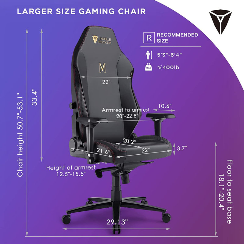  Fauteuil de jeu ergonomique pour PC - appui-tête lombaire avec accoudoirs 4D et chaise d'ordinateur