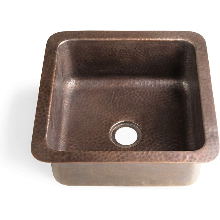 Pure Copper Hand Hammered Glasgow Dual Mount Single Bowl Bar Prep Sink 12" 