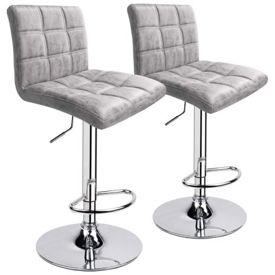 Square Back Adjustable Bar Stool, Gray
