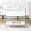 Table de chevet avec rangement de tiroir - plateau de table, côtés en verre trempé transparent, étapes d'assemblage simples, idéale pour la maison et les espaces de travail avec tiroirs avec finition de grain de table blanc, pieds, Design Living