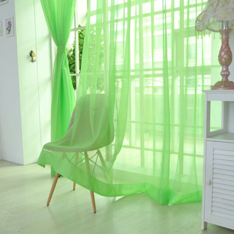 2 Pcs/Set Solid Color Sheer Curtains, Transparent Window Shades Tulle Drapes, Rod Pocket Curtains For Bedroom, Living Room
