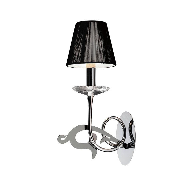 Piland Candle Wall Light, Black, Polished Chrome, Yes