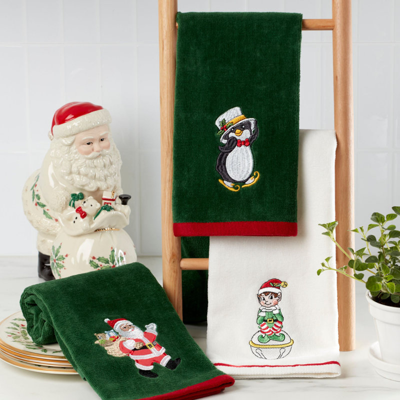 Linge de cuisine Lenox, père Noël et pingouin Lenox