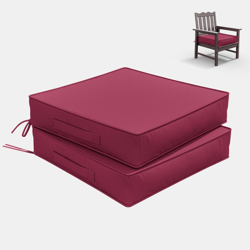 Outdoor 5” Seat Cushions And 24”X24” Outdoor Cushions Dining Seat Cushions , Fuchsia Red