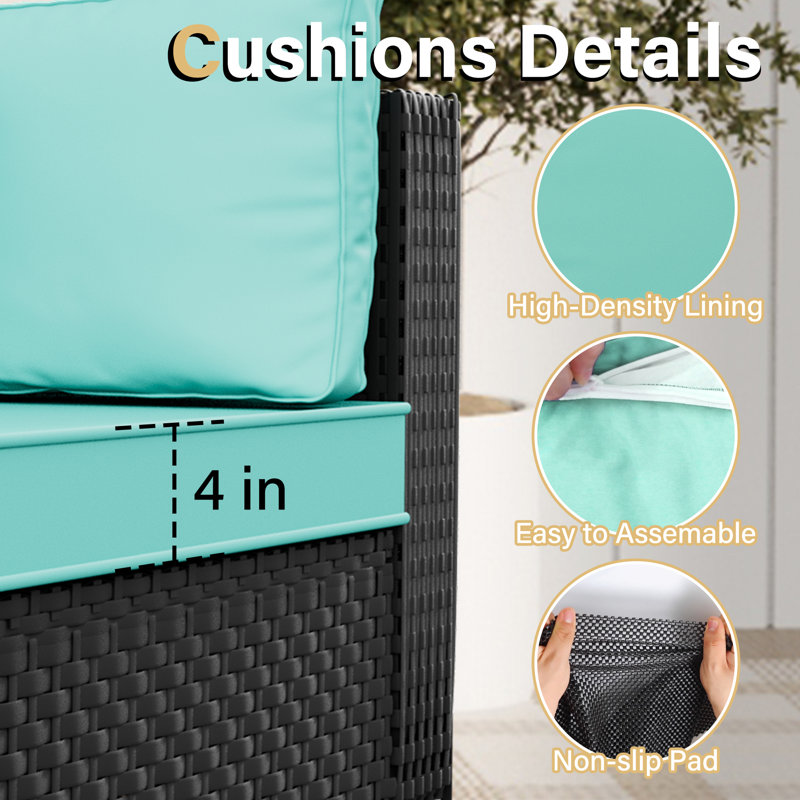 𝗡𝗼-𝗔𝘀𝘀𝗲𝗺𝗯𝗹𝘆 𝗖𝗵𝗮𝗶𝗿𝘀, Ensemble de conversation pour 2 personnes avec ensemble de conversation en osier pour l'extérieur