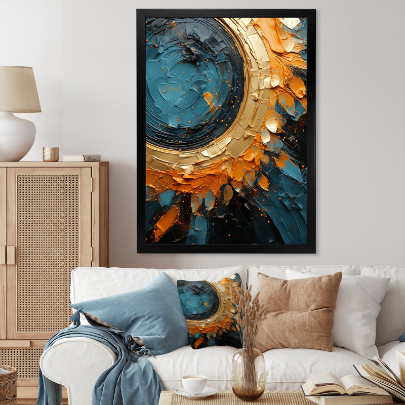 Desert Mirage Vortex III sur toile, Cadre simple noir, H 32 po x l 16 po x P 1 po