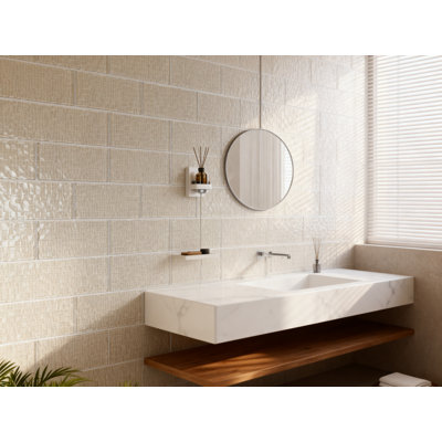 Metro Cubes 3 in. x 6 in. Textured Glass Straight Edge Subway Decorative Kitchen & Bathroom Wall Tile