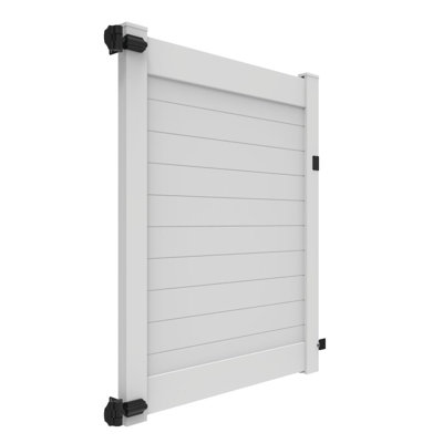 Horizontal Fence White Vinyl Privacy Gate