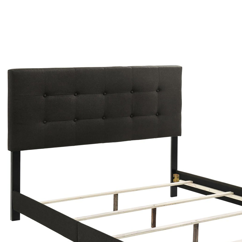 Grand lit moderne gris anthracite, lit élégant et pratique avec une tête de lit, Grand lit