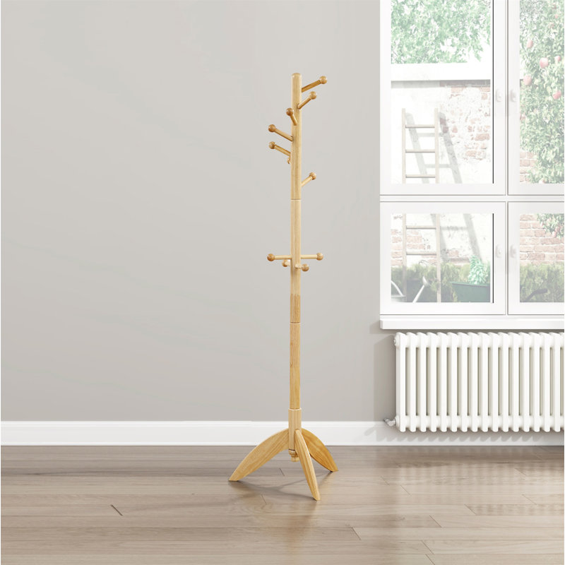 Natural Finish Coat Rack Solid Wood, Natural