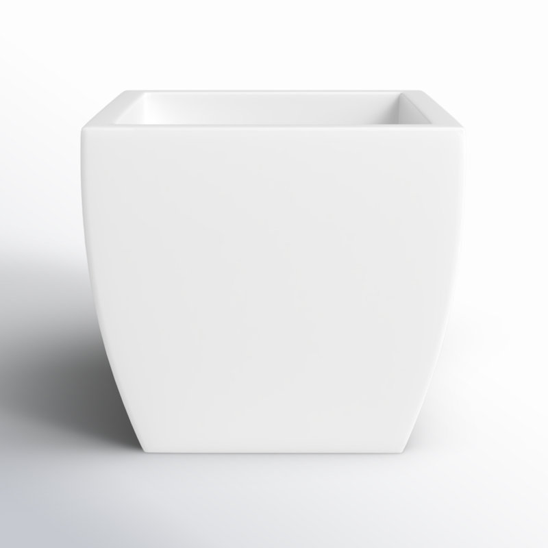 Alexy Pacifica Square Curved Planter Box, 11" H x 12" W x 12" D, White