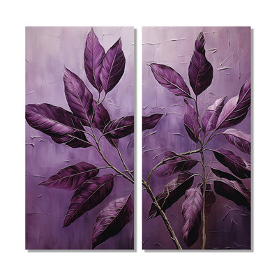 «Purple Leaves Plum Precision II» - impressions sur toile traditionnelles mauves