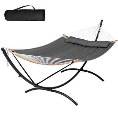 Portable Freestanding Hammock With Curved Stand For Outside, Dark Gray