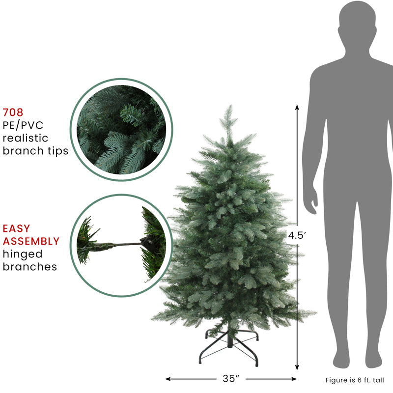 4.5' x 35" Washington Frasier Fir Slim Artificial Christmas Tree - Unlit