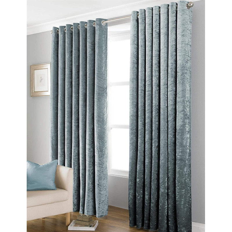 Standifer Velvet Blackout Curtain Pair, Grey, 229 x 229 cm