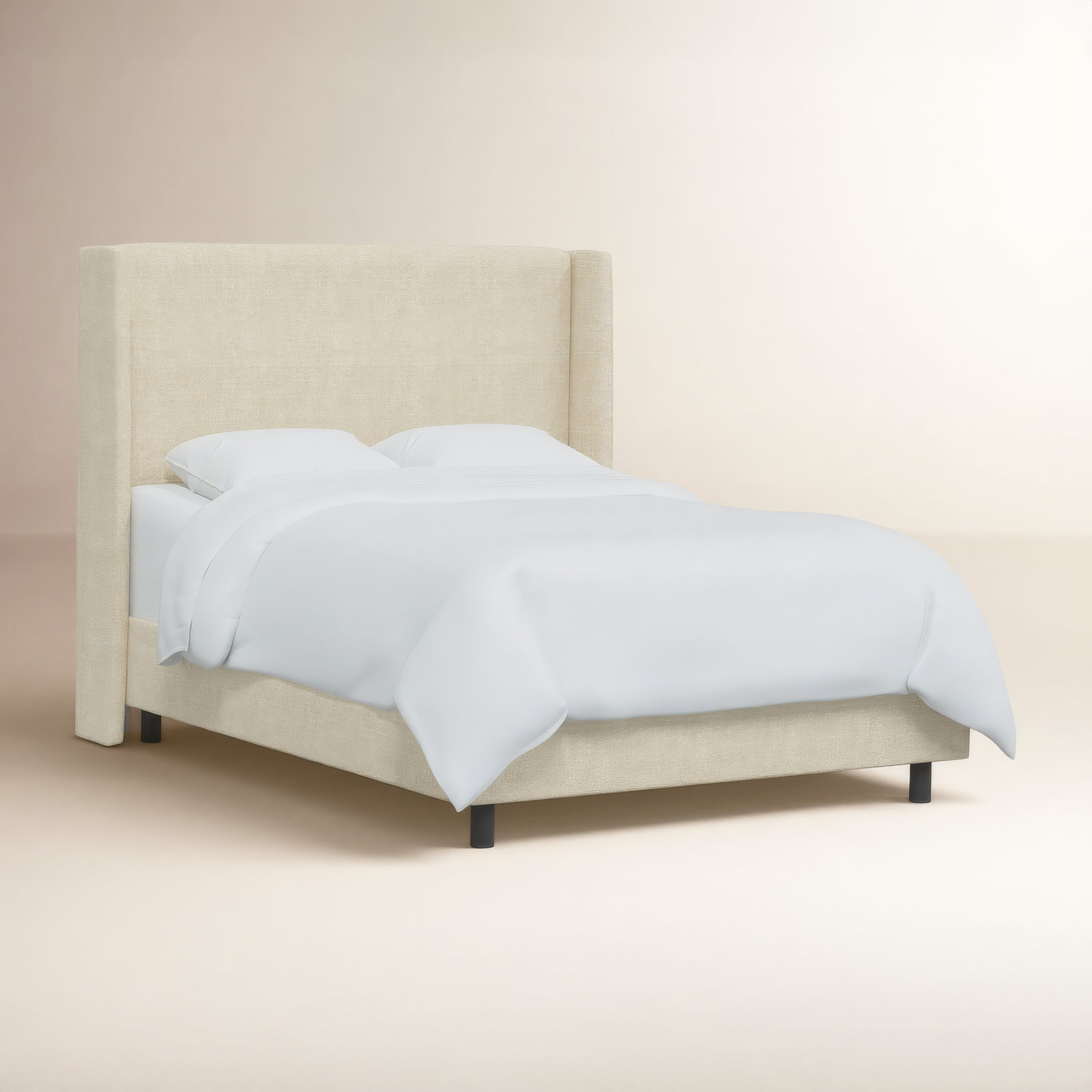 Tilly Upholstered Wingback Bed, Queen, Milsap Canvas Sustain® Tweed