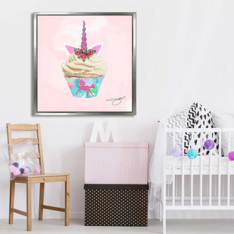 Sweet Unicorn (Square) par By Jodi - impression, Cadre flottant argent, H 31,5 po x l 31,5 po x P 2 po