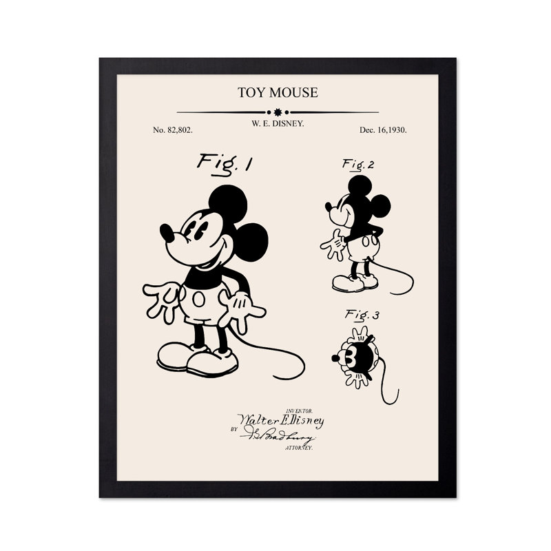 Mickey Blueprint, Black Framed, 24"H x 32"W, Poster