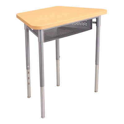 Trapezoid Adjustable Height Collaborative School Desk with Perforated Book Box