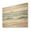 Peinture de plage côtière beige et bleue - Art mural en bois de plage côtière sur bois de pin naturel-101406374