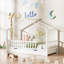 Lit plateforme en bois massif blanc doux avec tiroirs de rangement sous le lit, cadre de maison pour les chambres d'enfants et d'adolescents