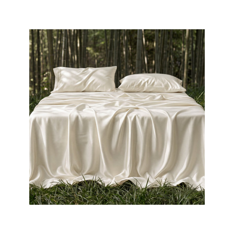 Ensemble de draps en rayonne de bambou Essential Collection, Ensemble de draps pour très grand lit avec 2 taie, Vert sauge