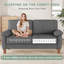 Canapé 71 pouces en velours côtelé 2 places avec structure en bois massif, coussin de siège à ressorts et deux coussins décoratifs - gris-745357141