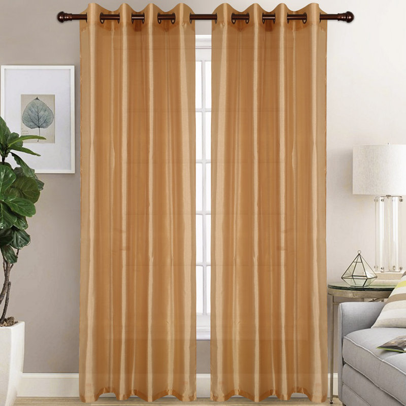 Diredra Polyester Semi-Sheer Curtains, Gold