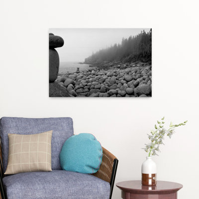 Usa Maine Acadia National Park Cairn On The Rocky Beach Abstract Contemporary Beach Forest Art