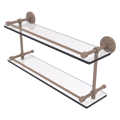 Tablette double en verre trempé avec rail Gallery P1000