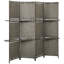 4‑Panel Wave Fibre Folding Room Divider with Shelves, 180cm H, Grey-134448136