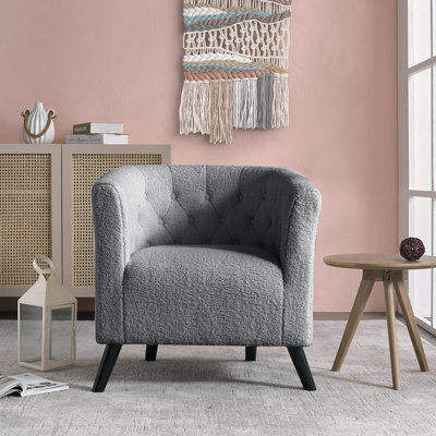 Gerdeen 26.77"" Wide Tufted Velvet Barrel Chair -  Everly Quinn, 63AF7FF7AAC9423CA9AC22D28818BD42