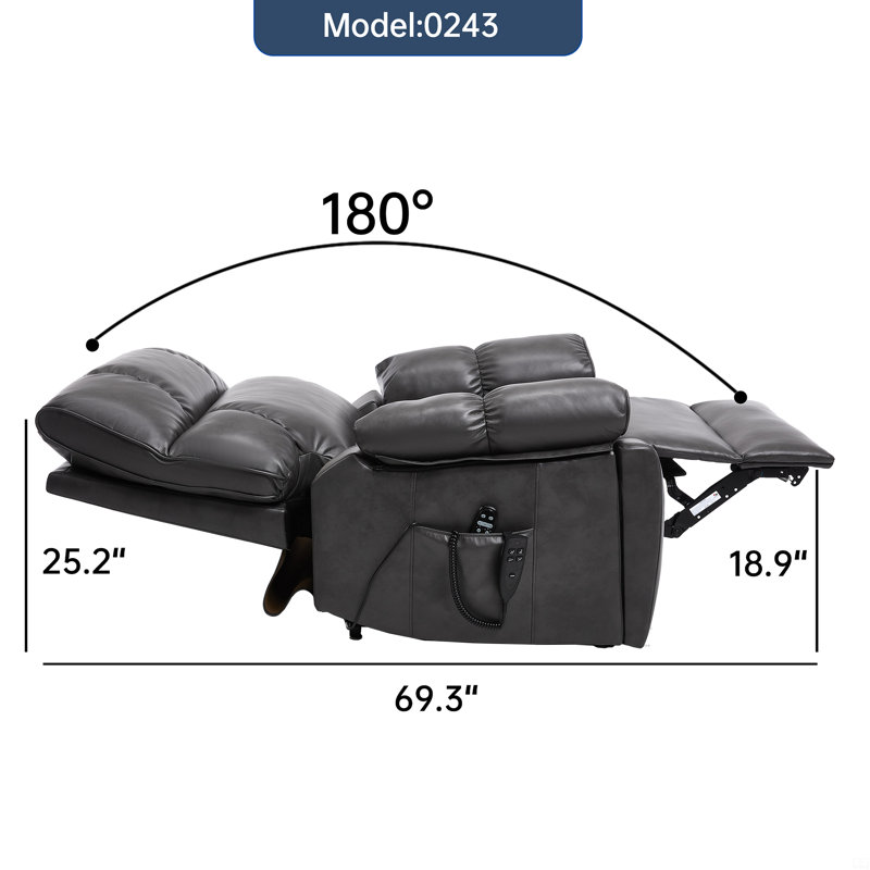 Fauteuil inclinable électrique à deux moteurs Leatherair, Gris