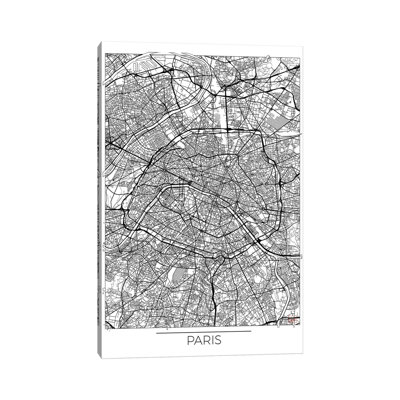Paris Minimal Urban Blueprint Map by Hubert Roguski - Wrapped Canvas Print